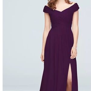 David's Bridal 14 PLUM Bridesmaid Dress Crisscross  Bridesmaid F19951